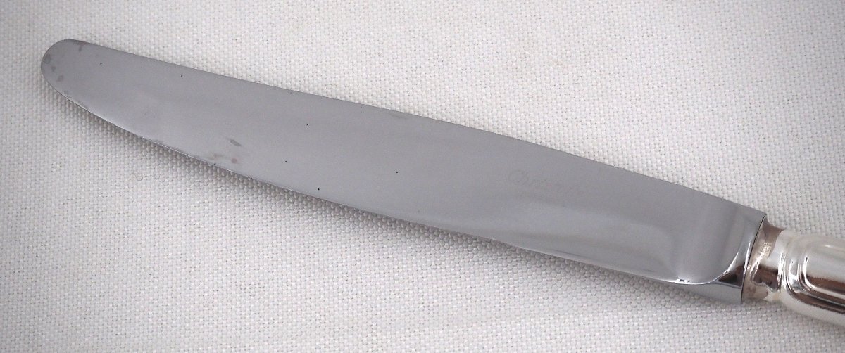 Christofle modèle Spatours, 12 couteaux de table en métal argenté, en excellent état.-photo-1