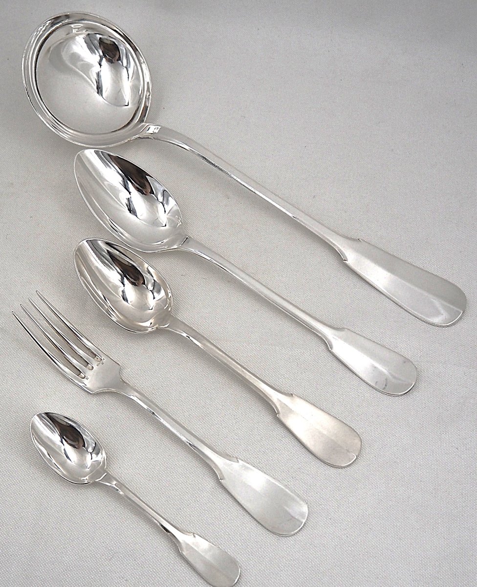 Ercuis Uniplat "valois" Model, 38-piece Silver-plated Cutlery Set, In Excellent Condition.-photo-3