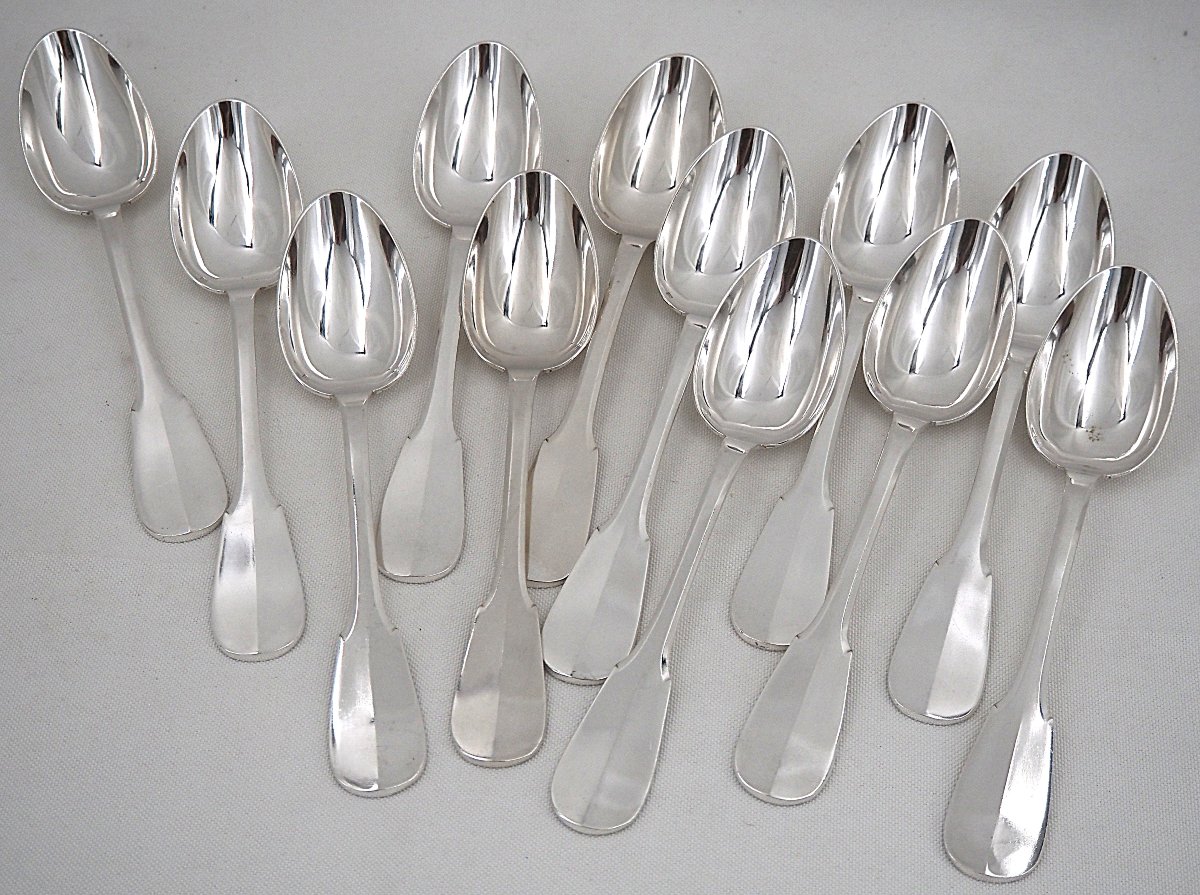 Ercuis Uniplat "valois" Model, 38-piece Silver-plated Cutlery Set, In Excellent Condition.-photo-2