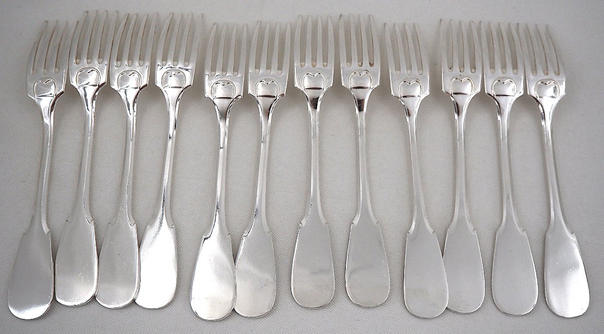 Ercuis Uniplat "valois" Model, 38-piece Silver-plated Cutlery Set, In Excellent Condition.-photo-8