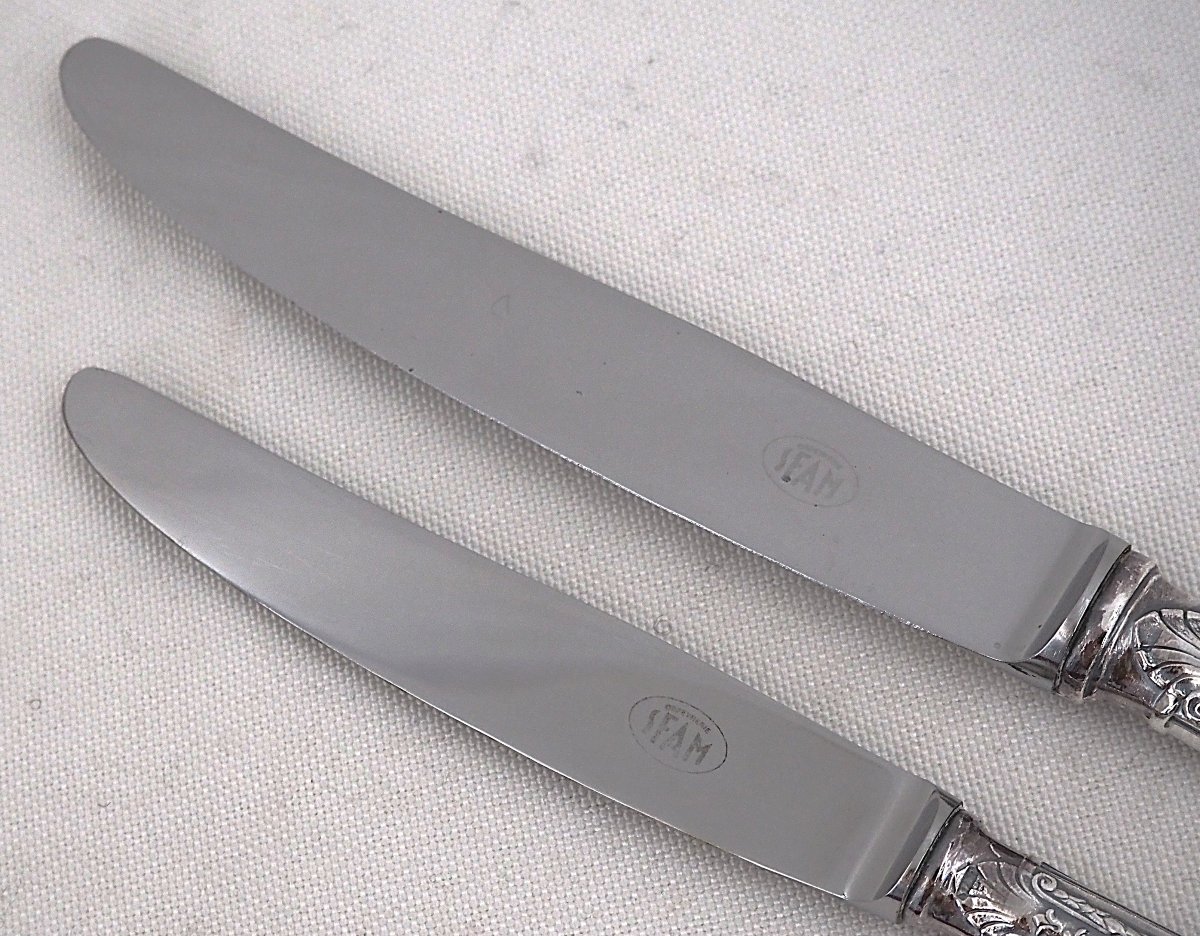 Sfam "sans Gêne" Model, Empire, 24 Knives: 12 Table Knives + 12 Dessert And Cheese Knives.-photo-3