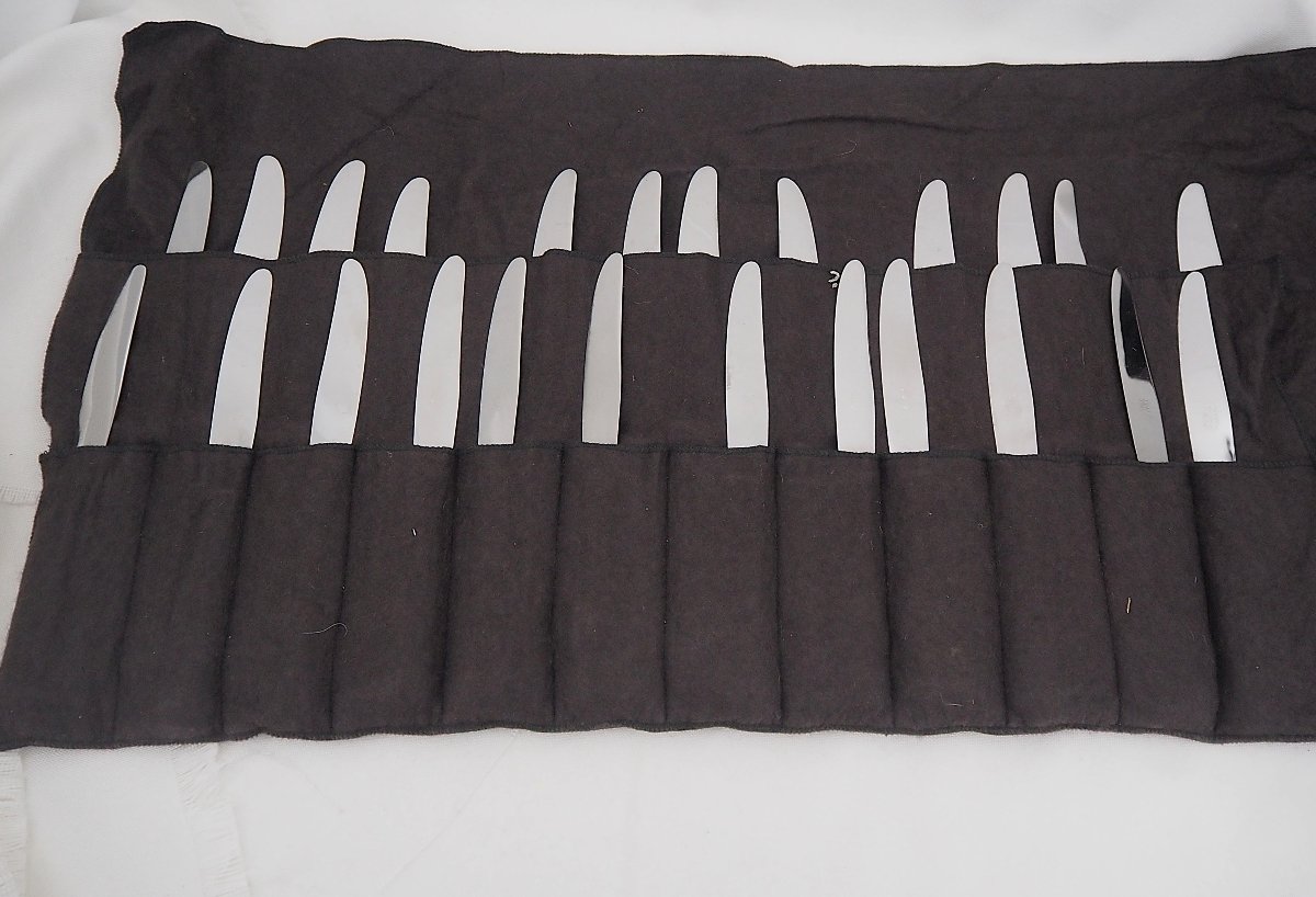 Ato 24-piece Knife Set, "filet Violon" Model: 12 Table Knives + 12 Cheese And Dessert Knives, In Excellent Condition-photo-2
