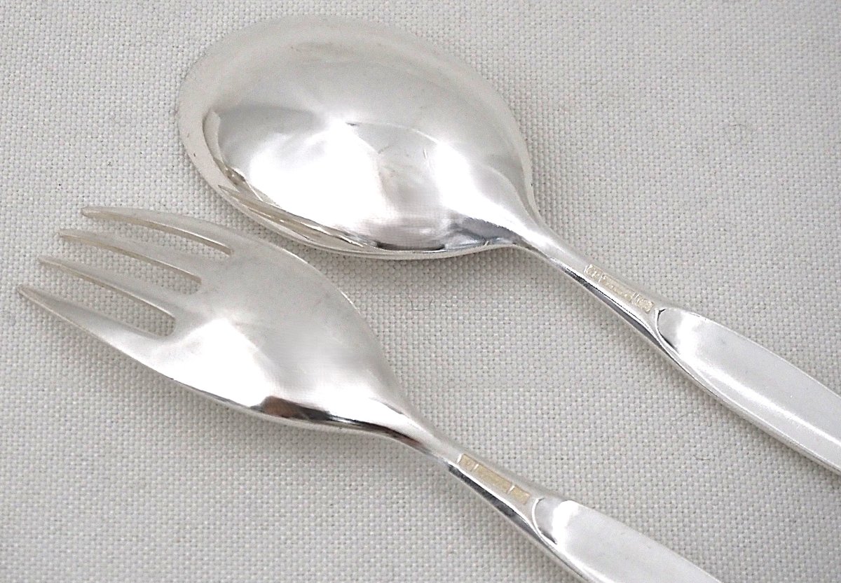 Christofle modèle Duo, ménagère set 49 pièces, couteaux, Design Tapio Wirkkala, métal argenté.-photo-2