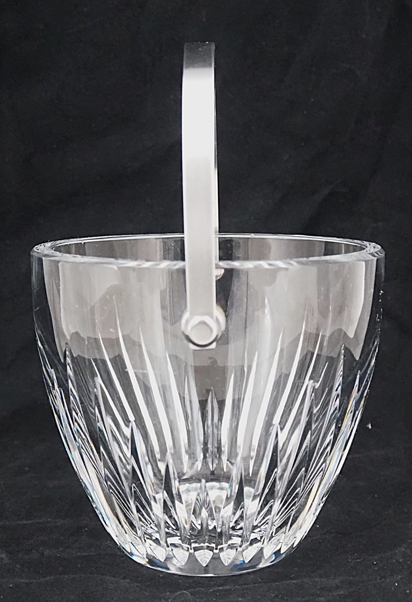 Baccarat modèle Massena, seau à glace, glaçons, cristal, signé, excellent état.-photo-4
