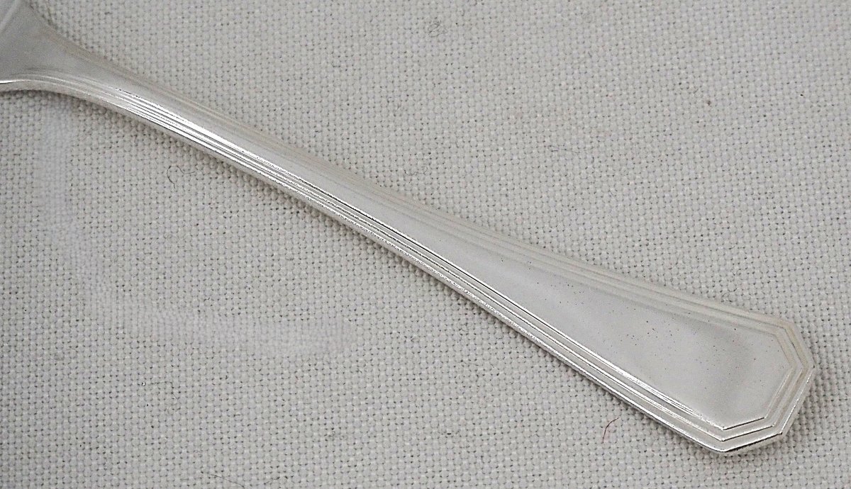 Christofle "américa" Model, Art Deco, 12-piece Fish Cutlery Set, 24 Pieces In Silver-plated Metal.-photo-4