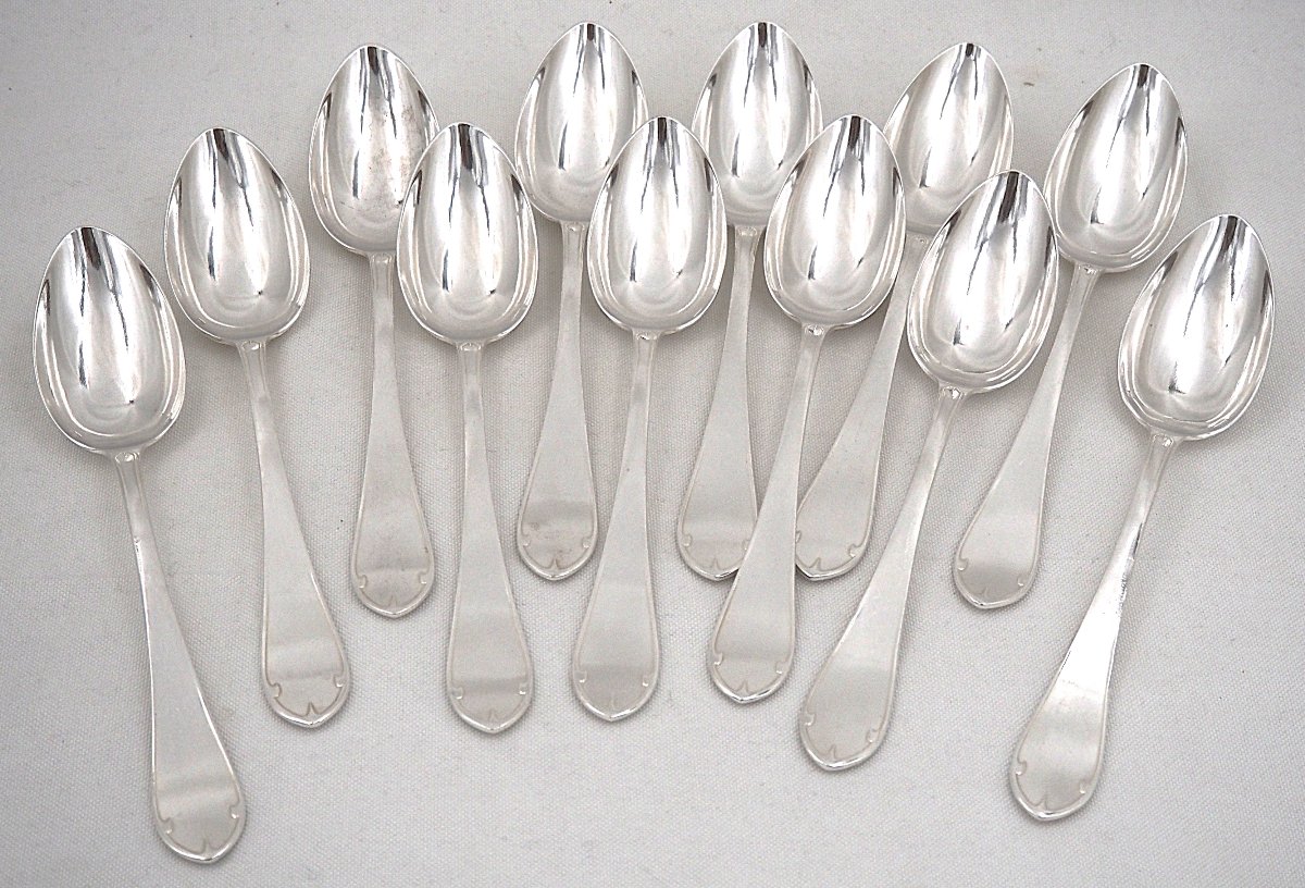 Ercuis style Néo-gothique, ménagère set 38 pièces, métal argenté, excellent état.-photo-2