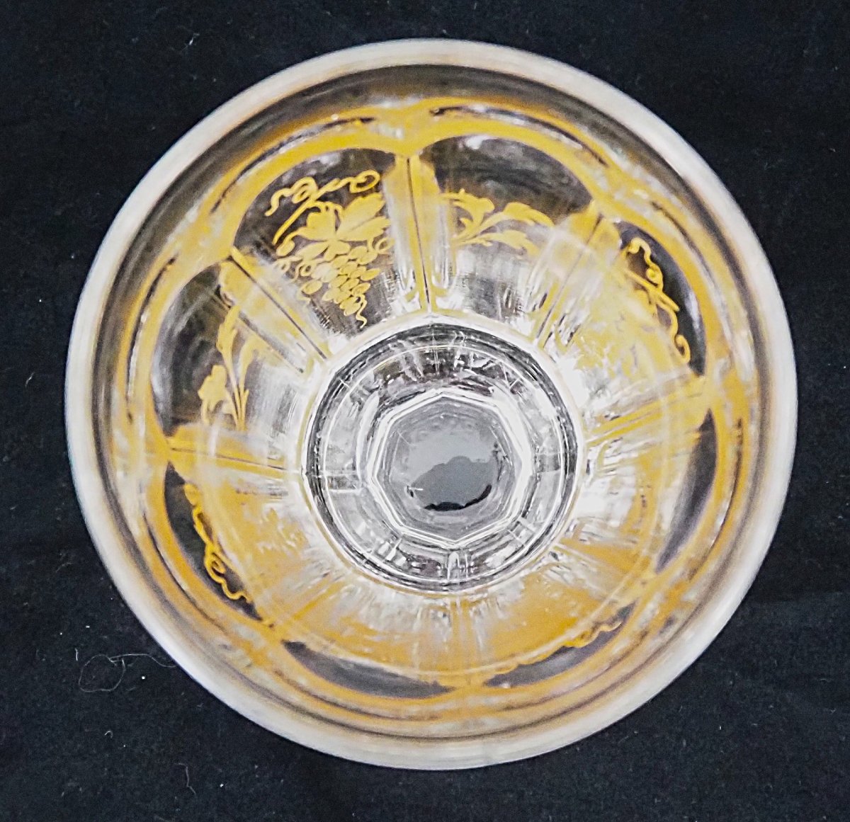 Baccarat, verre, vase à violettes, cristal doré, moulé, Charles X, Louis Philippe, signé.-photo-3