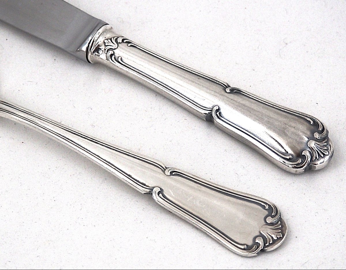 François Frionnet, 85-piece Kitchen Set, Knives, Silver-plated Metal, Excellent Condition.-photo-3