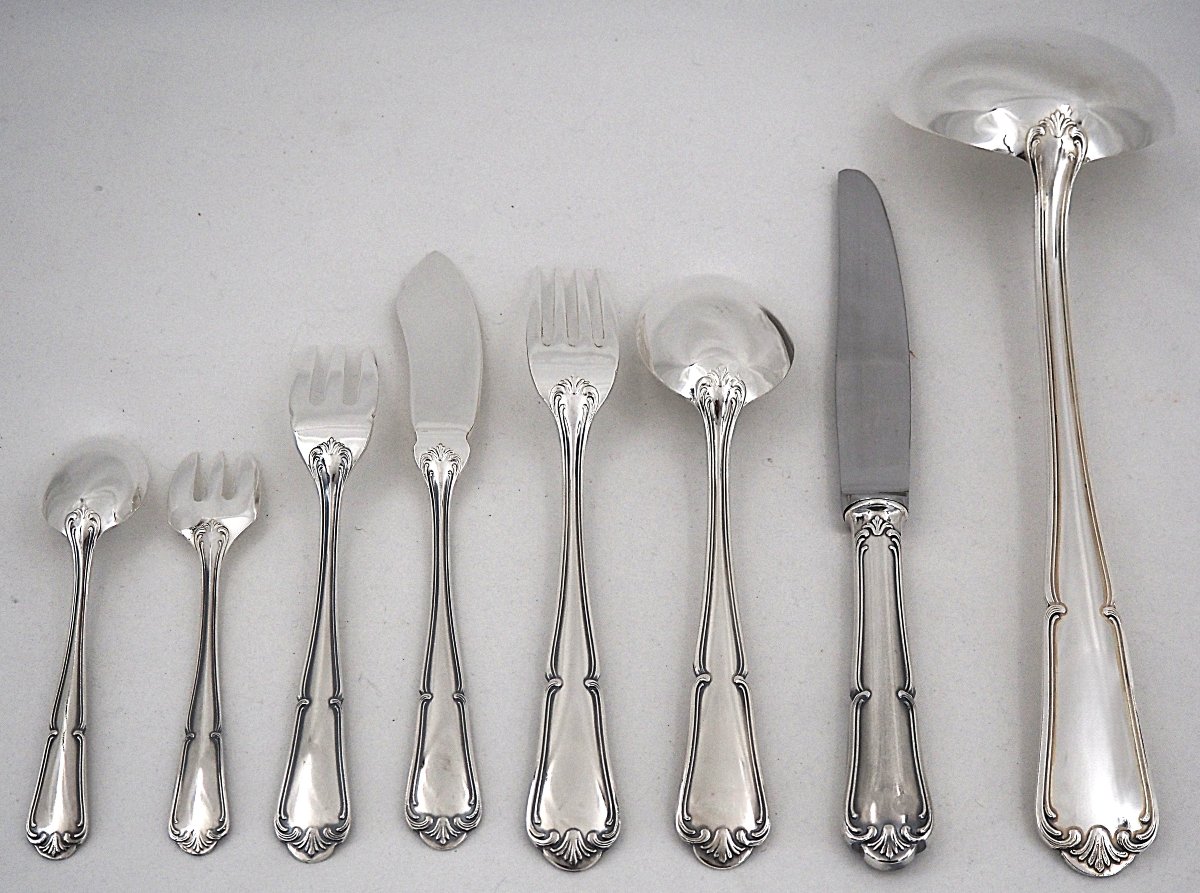 François Frionnet, 85-piece Kitchen Set, Knives, Silver-plated Metal, Excellent Condition.-photo-4