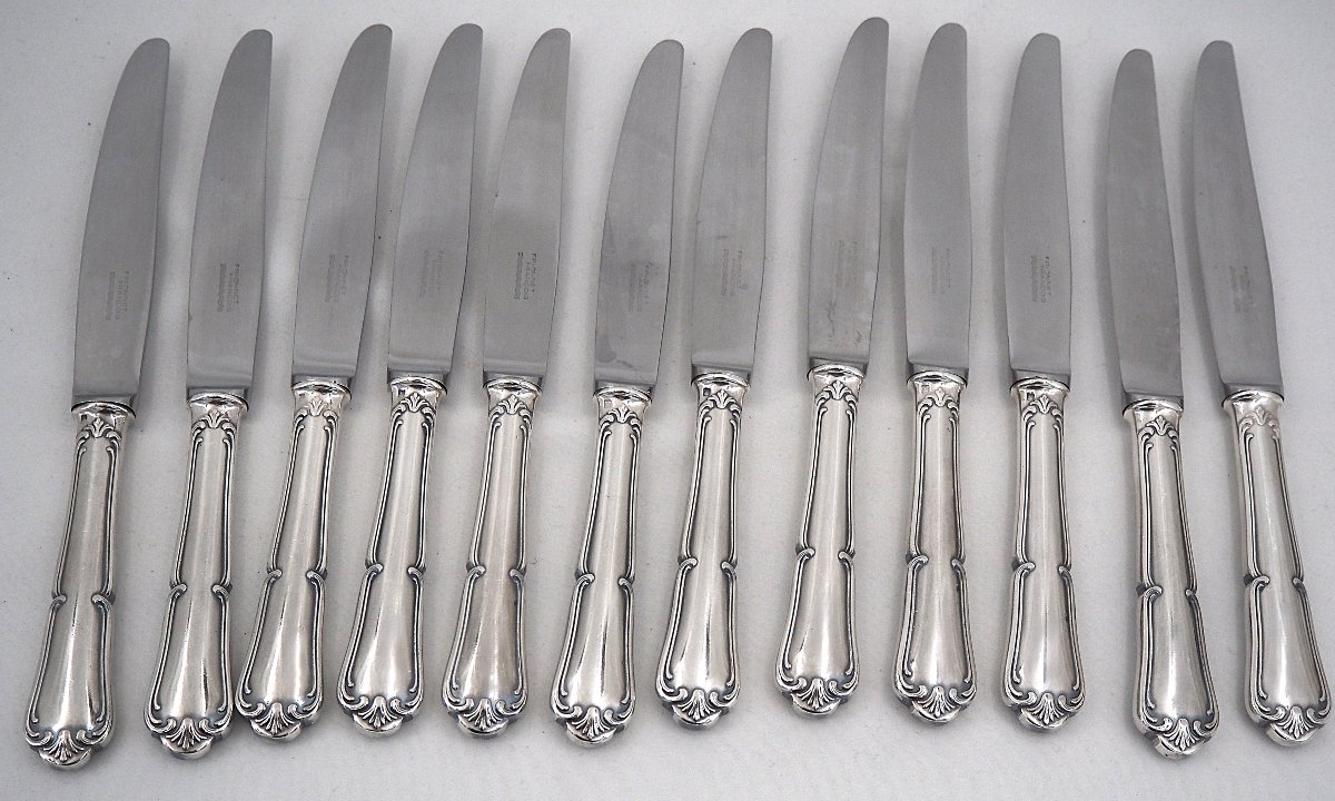 François Frionnet, 85-piece Kitchen Set, Knives, Silver-plated Metal, Excellent Condition.-photo-1
