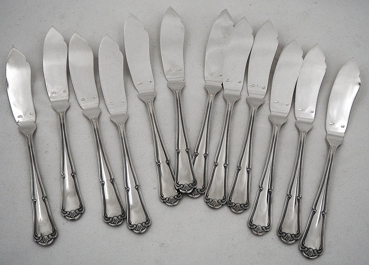 François Frionnet, 85-piece Kitchen Set, Knives, Silver-plated Metal, Excellent Condition.-photo-3