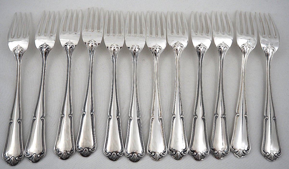 François Frionnet, 85-piece Kitchen Set, Knives, Silver-plated Metal, Excellent Condition.-photo-5