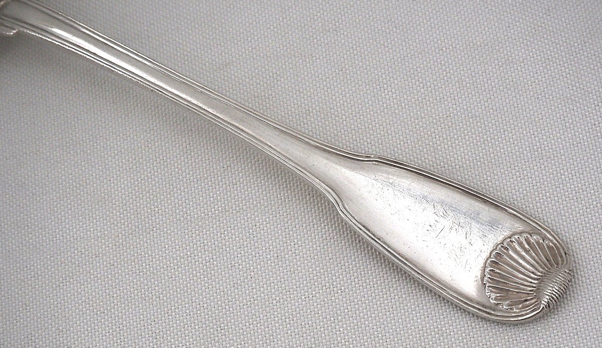 18th-century Solid Silver Sprinkling Spoon, 23 Cm, Coquille Pattern, 106 G.-photo-3