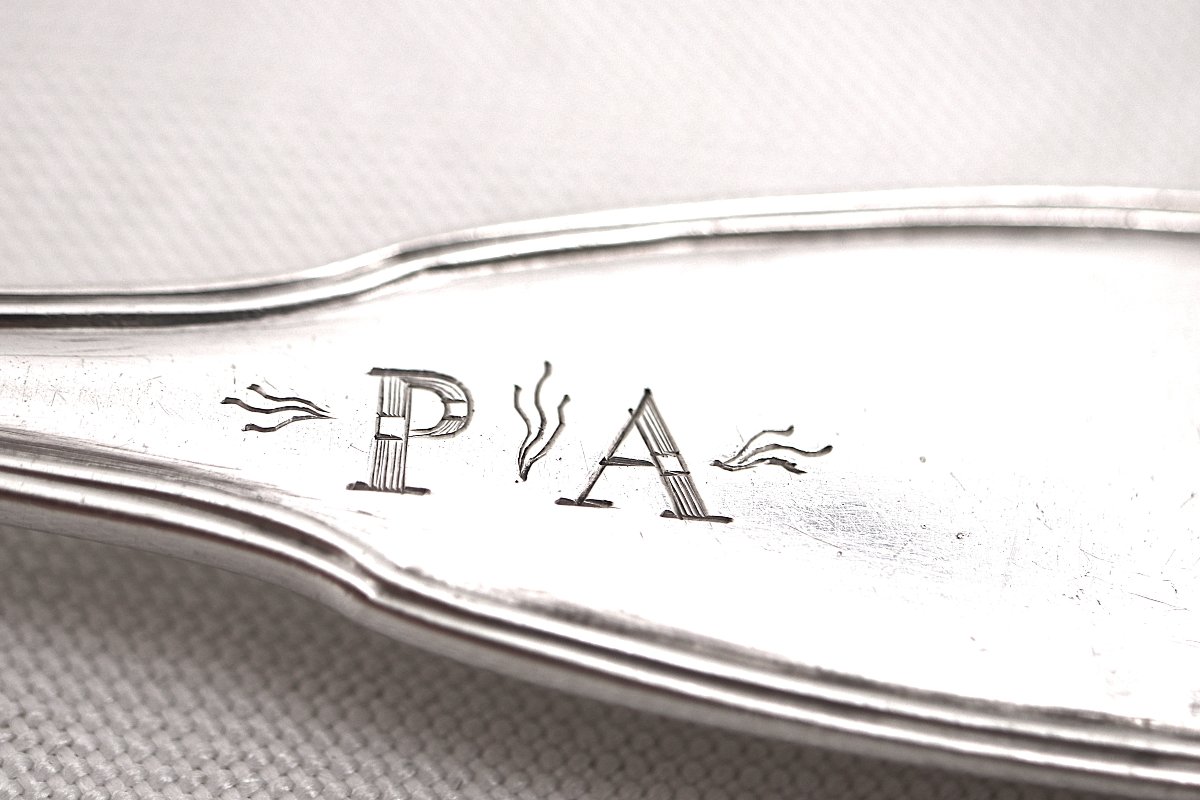 18th-century Solid Silver Sprinkling Spoon, 23 Cm, Coquille Pattern, 106 G.-photo-7