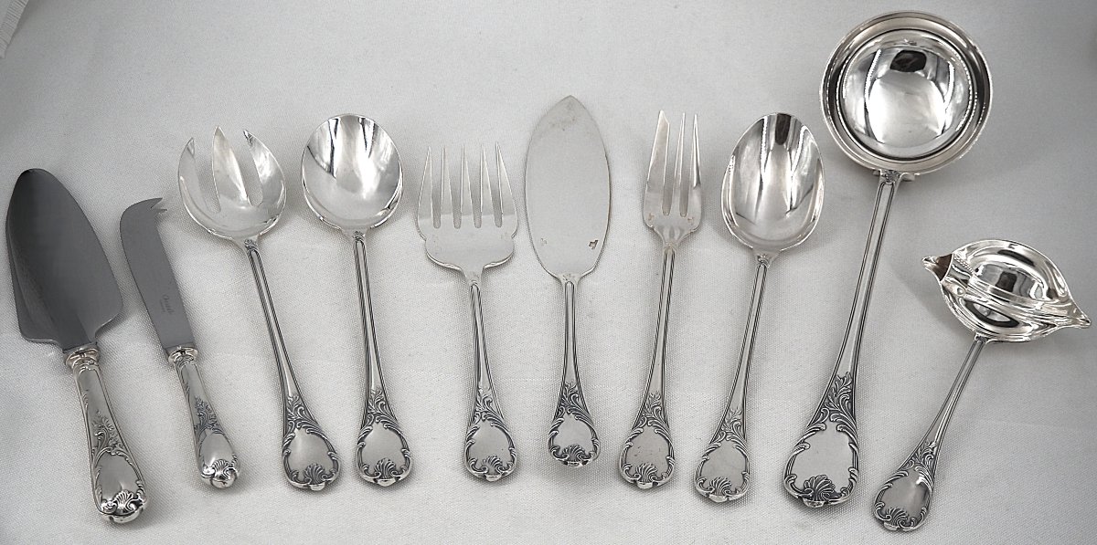 Christofle "marly" Model, 142-piece Cutlery Set, Silver-plated, In Excellent Condition.-photo-1