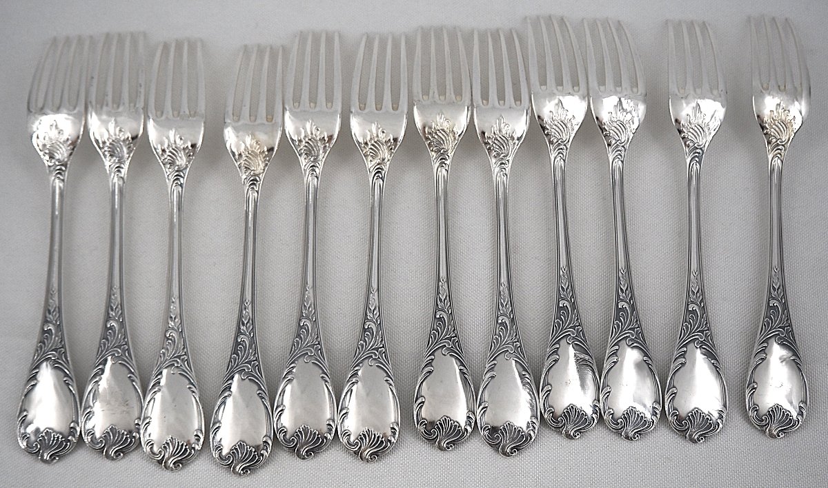 Christofle "marly" Model, 142-piece Cutlery Set, Silver-plated, In Excellent Condition.-photo-3