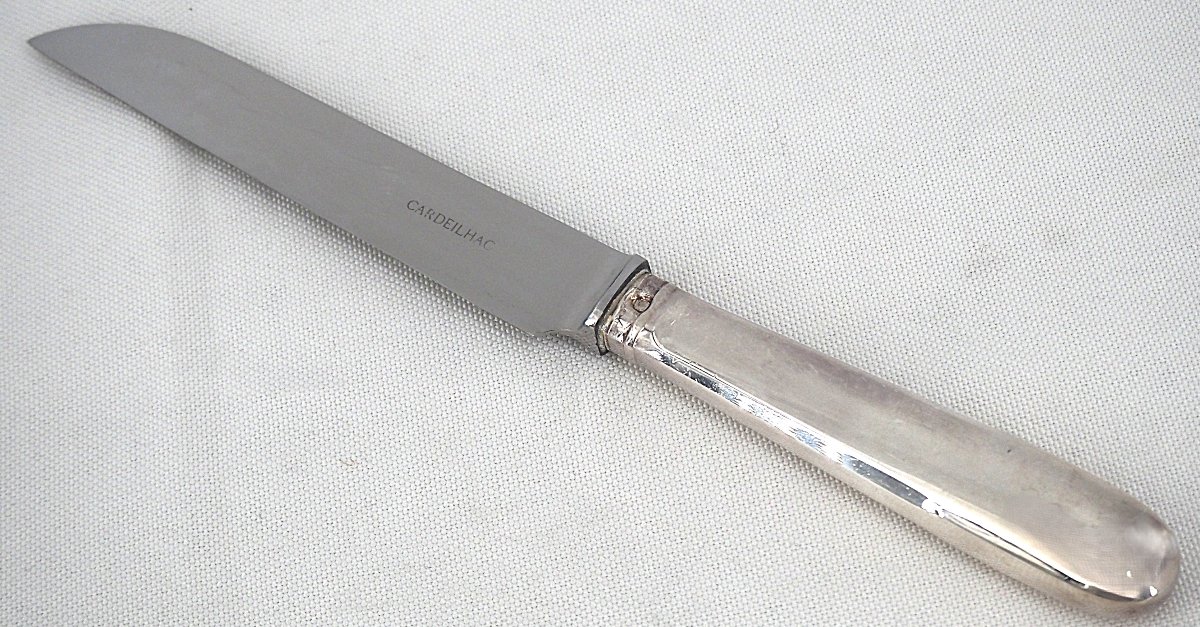 Cardeilhac, Christofle, 10 couteaux de table, argent Minerve, Uniplat, excellent état.-photo-4