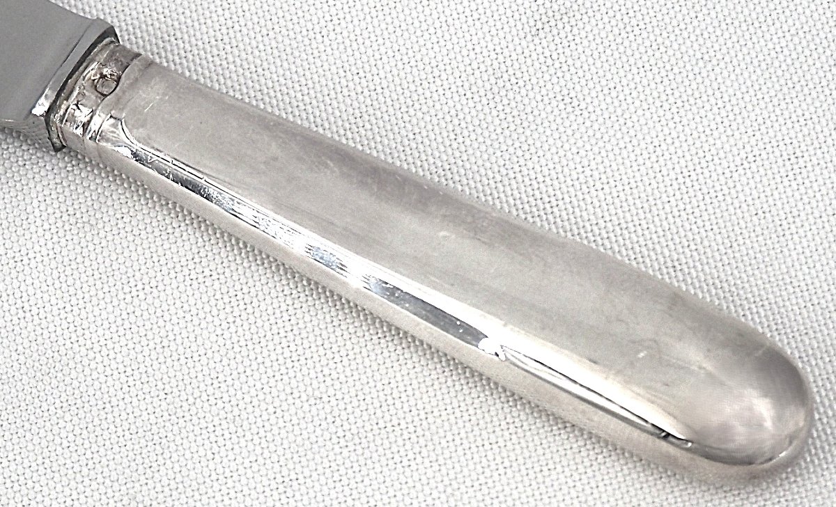 Cardeilhac, Christofle, 10 couteaux de table, argent Minerve, Uniplat, excellent état.-photo-2