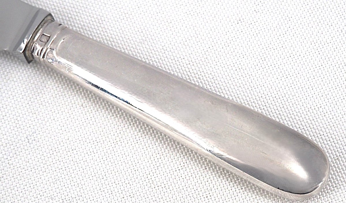 Cardeilhac, Christofle, 12 Cheese And Dessert Knives, Minerve Silver, Uniplat.-photo-4