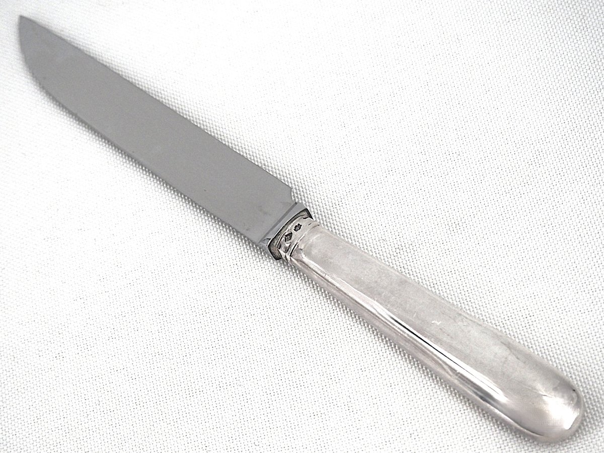 Cardeilhac, Christofle, 12 Cheese And Dessert Knives, Minerve Silver, Uniplat.-photo-2