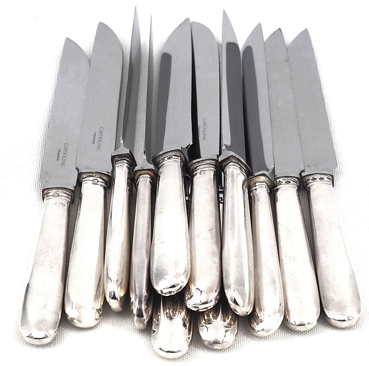 Cardeilhac, Christofle, 12 Cheese And Dessert Knives, Minerve Silver, Uniplat.-photo-3