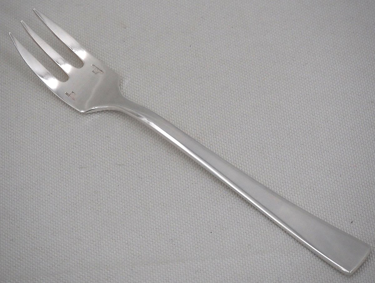 Christofle "concorde" Model, Art Deco, 12 Cake Forks, Silver-plated, In Perfect Condition.-photo-3