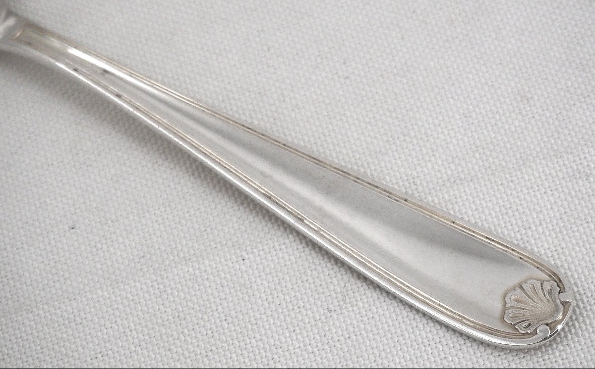 Christofle modèle Marot, 12 couverts à entremets, dessert, 24 pièces, métal argenté, 17 cm.-photo-4