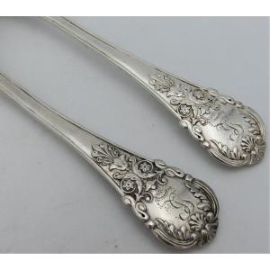 6 Entremets/dessert Cutlery, 12 Pieces, Sterling Silver Minerva, XIX, Pierre-françois Queillé