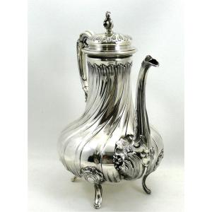 19th Century Jug/teapot, Minerva Silver, Louis XV Style, Perfect Condition, 633g.