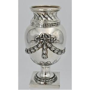 Vase In Sterling Silver Minerva Louis XVI Style, André Aucoc, 14 Cm