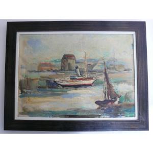 Oil On Canvas, Pierre Ernest Kohl, Navy, Very Good Condition.