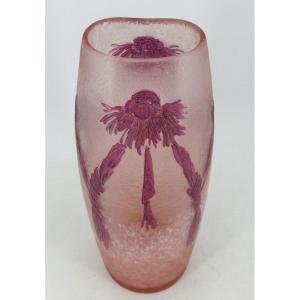 Legras Rubis Series Vase, Glass Paste, 33 Cm, Excellent Condition.
