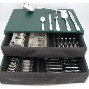 Christofle Villeroy, 61 Piece Cutlery Set, With Silver Metal Knives, Perfect Condition.