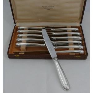 Christofle Model Vendôme/coquille/arcantia 12 Table Knives, Silver Metal, Excellent Condition