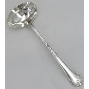 Puiforcat Fer De Lance Model With Rat Tail, Sauce Spoon/sauce Boat In Sterling Silver Minerva.