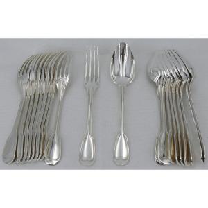 Christofle Chinon/filet Model, 10 Dessert/dessert Place Settings, 20 Pieces, 16.5 Cm.