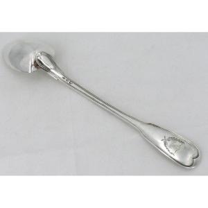 Very Beautiful Stewing Spoon, 32.7 Cm, 186 G, Sterling Silver 1st Rooster, Filet Model.