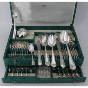 Cutlery 62 Pieces, Silver Metal Contour Model, With Knives, Excellent Condition.