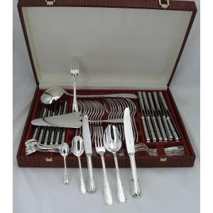Ercuis Modèle Valencay, Ménagère Set De 74 Pièces En Métal Argenté, En Excellent état.