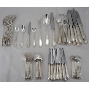 Ménagère set de 80 pièces en métal argenté de style Louis XVI, modèle Rubans.