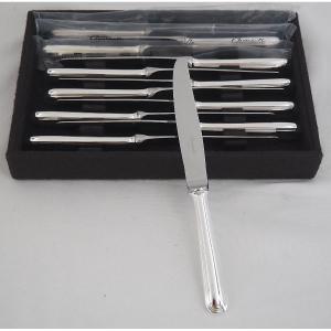 Christofle América Model, Art Deco, 12 Dessert, Cheese And Dessert Knives, Very Good Condition.
