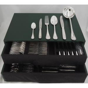Christofle modèle Malmaison, ménagère set de 61 pièces, couteaux, métal argenté, parfait état.