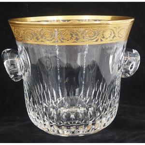 Saint Louis, Thistle, seau à glace, glaçons, cristal taillé, gravé et doré, excellent état.