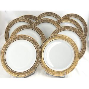 Bernardaud, Limoges Chinon Model, 10 Dinner Plates, 24.8 Cm, Perfect Condition.