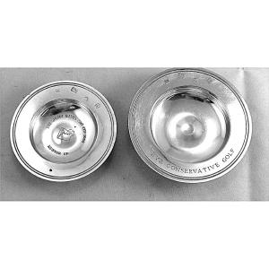 2 coupelles, trophée sport, Golf, argent massif anglais, 1966.