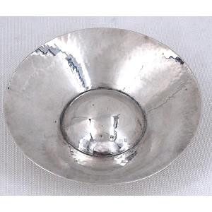 Tastevin bordelais martelé à ombilic, argent massif Minerve, Silver WineTaster.