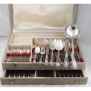 Orbrille Louis XV, ménagère set 73 pièces en métal argenté, en excellent état.
