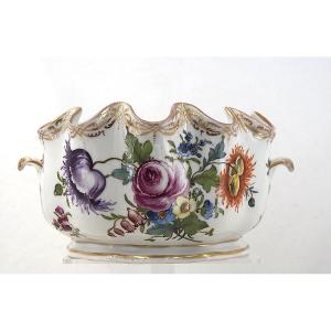 Glass Vase, Cooling Dish, Saxon Porcelain, Dresden, Circa 1900, Excellent Condition.