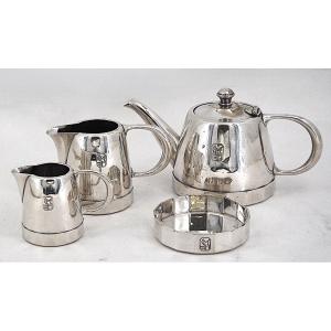 Argenterie d'hôtel, Hôtel Cap Martin, petit service à thé, café, 4 pièces, métal argenté.