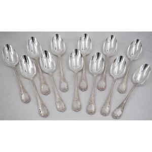 Christofle Marly Model, 12 Dessert Spoons, Silver-plated, 17 Cm.